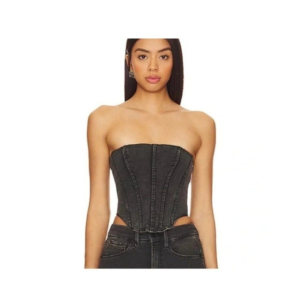 Good American Jeanius Terry Corset XL Black Coachella Festival